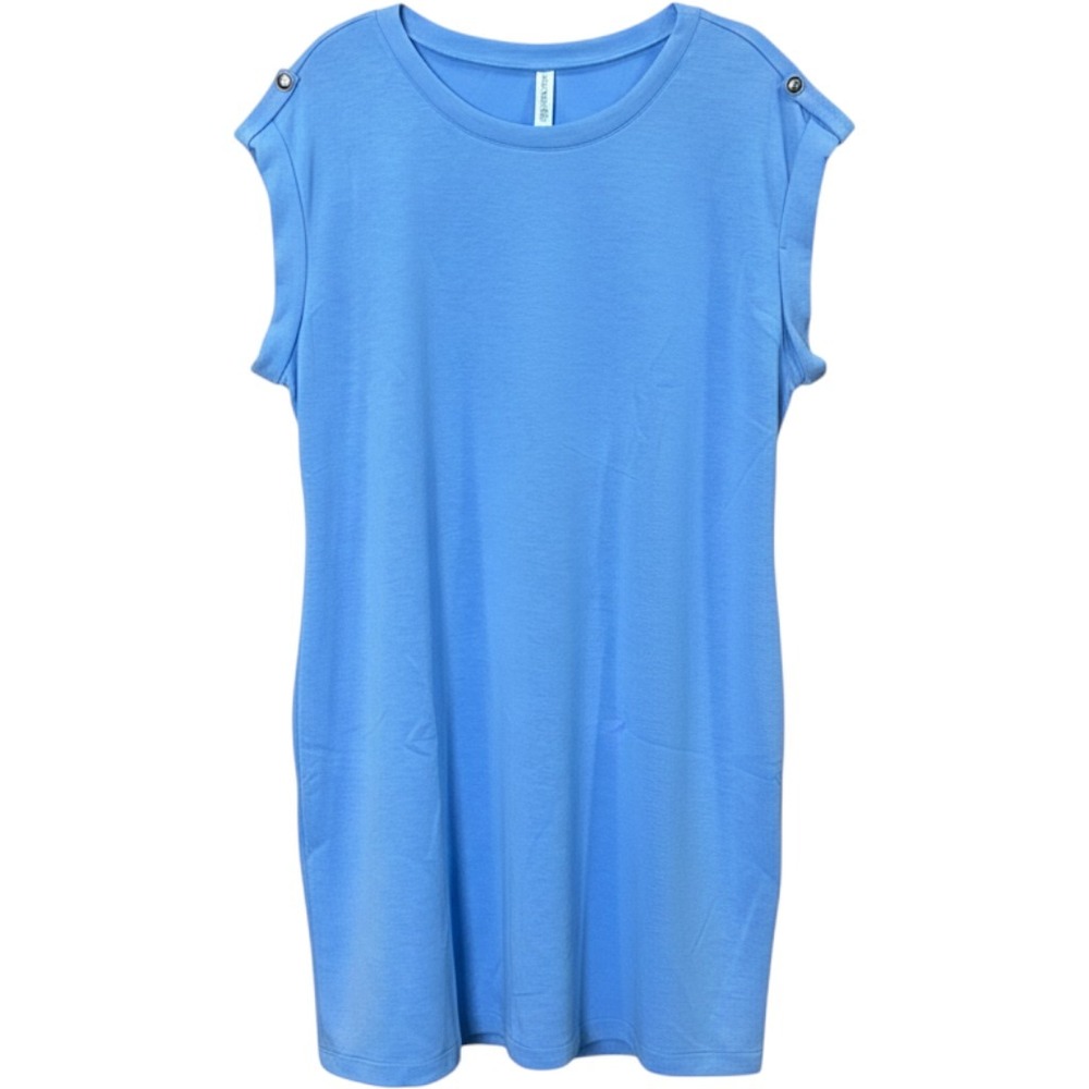 Dear Scarlett Blue Wrinkle Free Cuffed Sleeve T-Shirt Dress 3X TRV-RETREATP